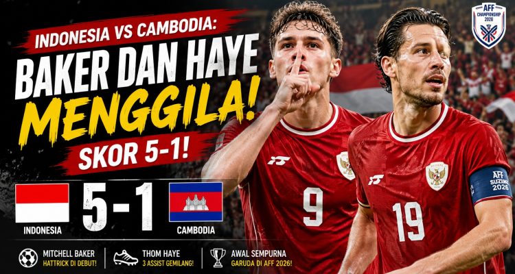 Indonesia vs Cambodia: Baker dan Haye Menggila, Skor 5-1!