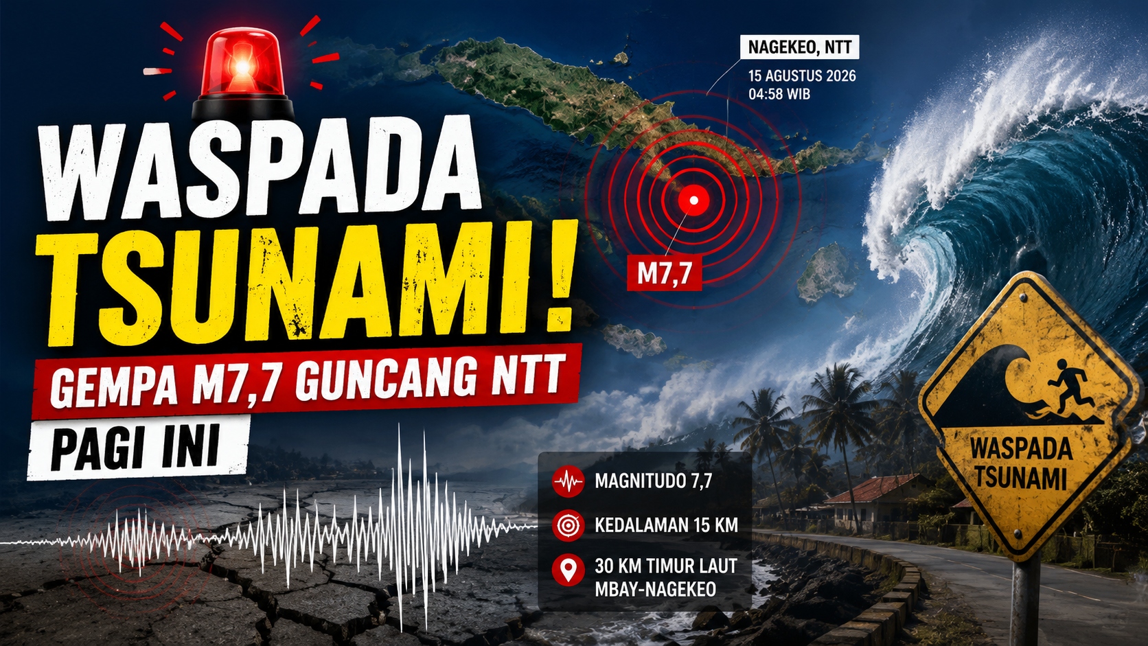 Waspada Tsunami! Gempa M7,7 Guncang NTT Pagi Ini